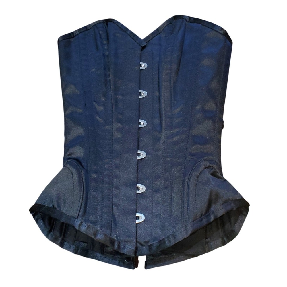 Corset Story‎ Black Satin Underbust Corset Size 20 Steel Boned Waist Trainer XS
